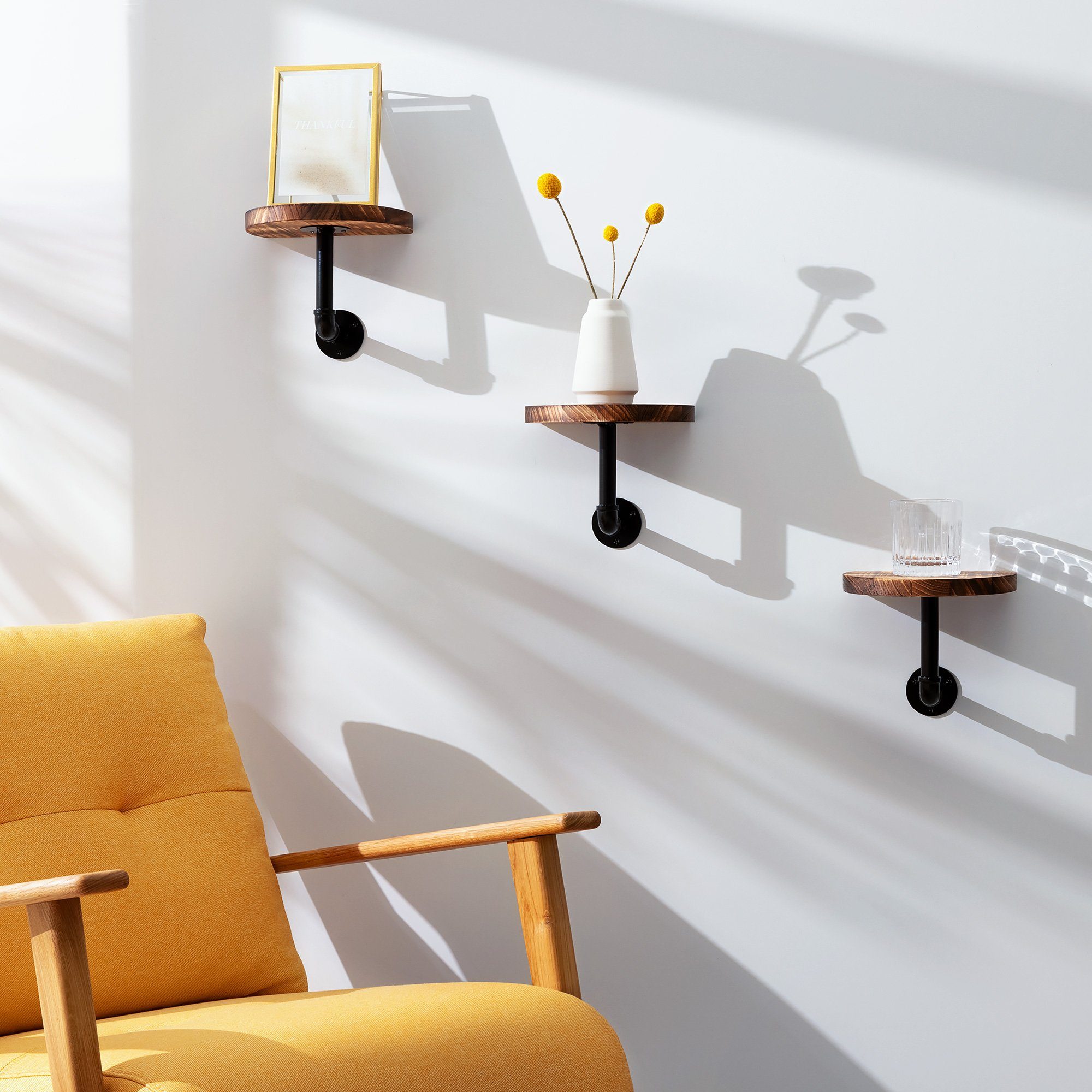 Navaris Wandregal Wandregal aus Holz und Metall - 3er Set Schweberegal Häng günstig online kaufen