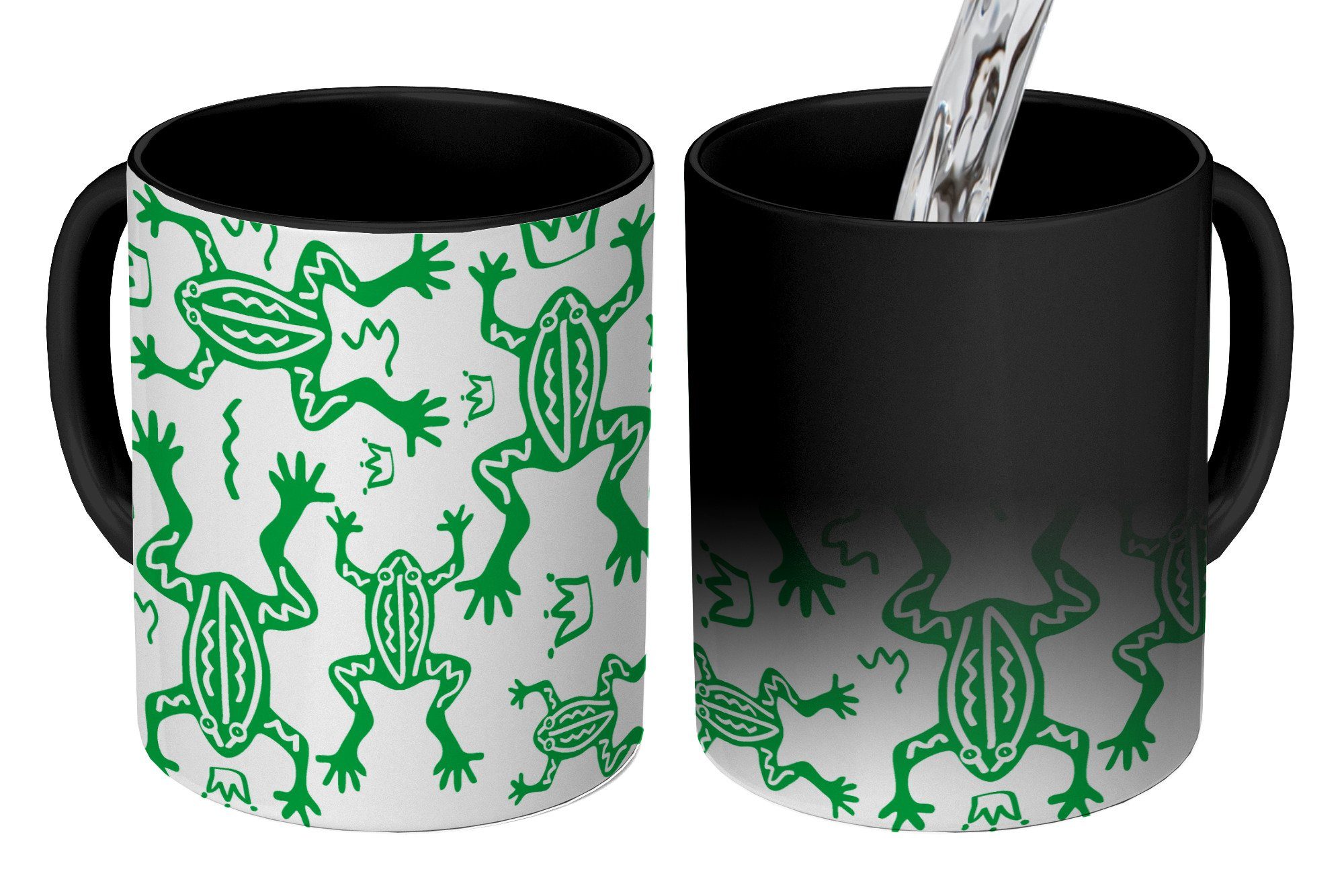 MuchoWow Tasse Zauber Tasse Zaubertasse Magic Frosch - Muster - Krone 350 ml, 1-tlg., Tasse, Tasse Geschenk Becher Kaffeetasse