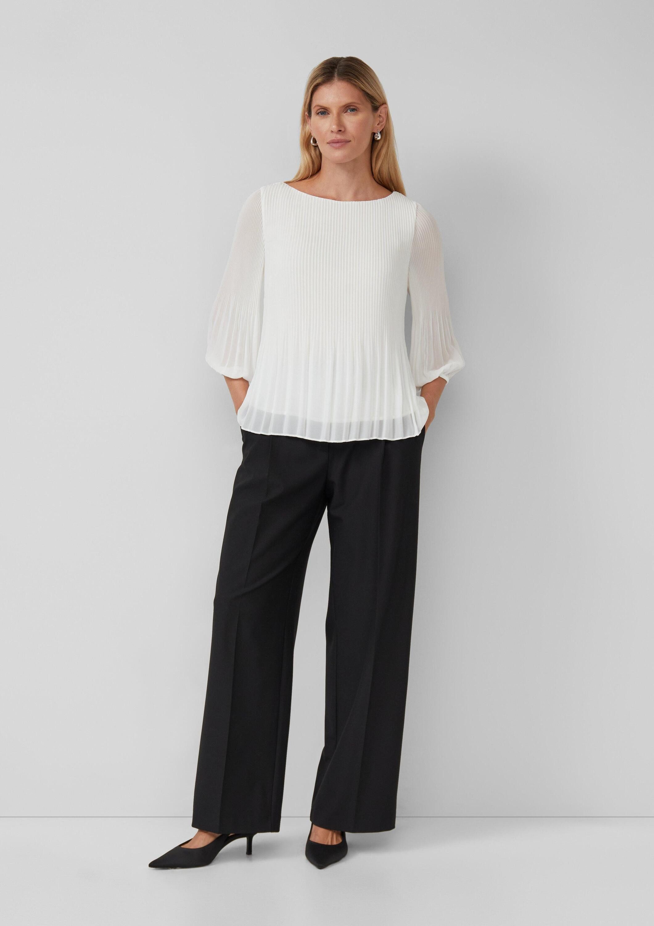 s.Oliver Kurzarmbluse Bluse Plisseebluse mit 3/4-Arm