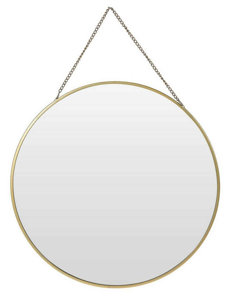 Meinposten Wandspiegel Spiegel rund Wandspiegel Schminkspiegel runder Dekospiegel Metall GOLD Ø 30 cm (1-St), Metall in gold mit dekorativer Aufhängekette