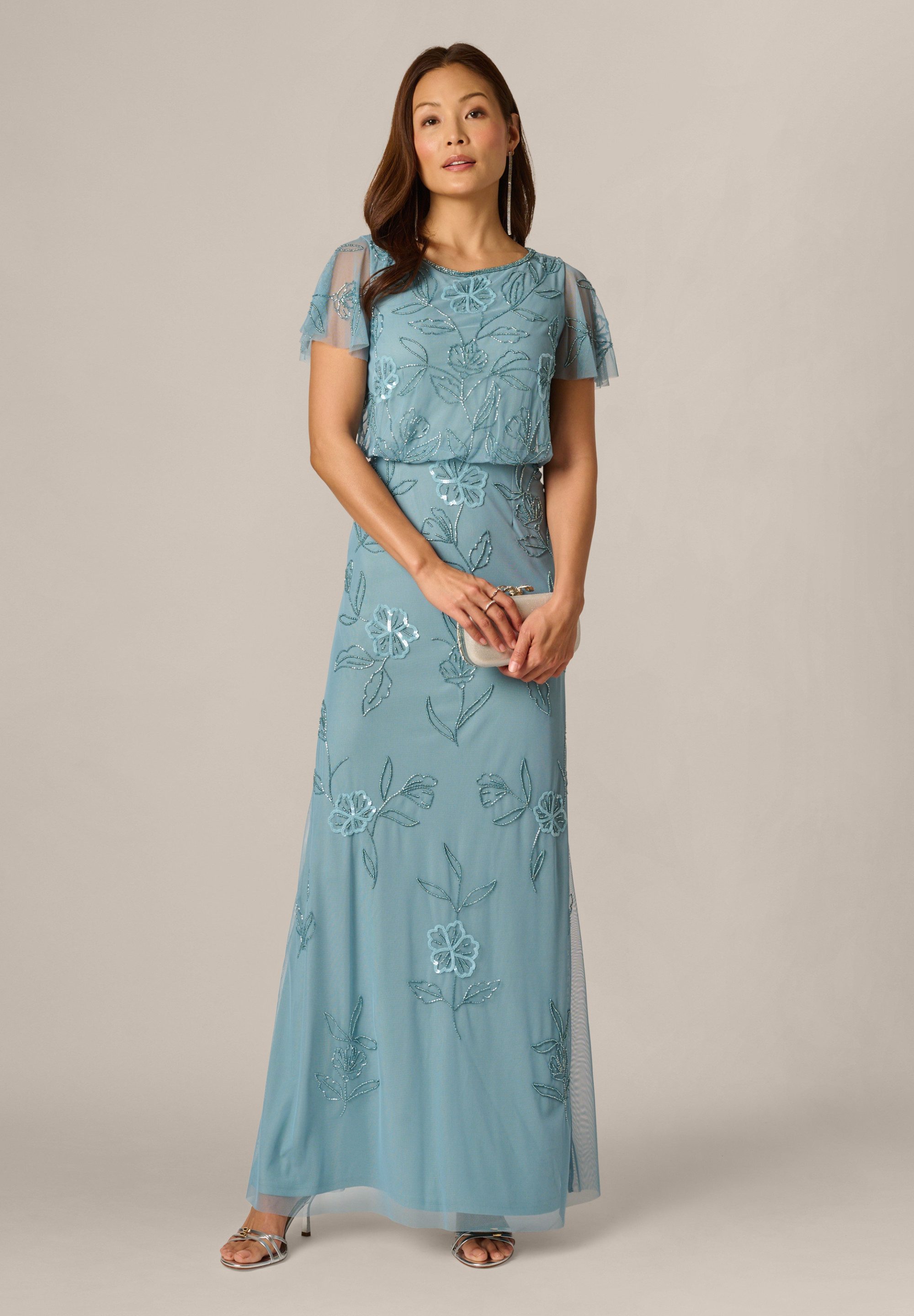 Adrianna Papell Abendkleid Bead Blouson Long Dress Elegantes und mühelos elegantes Blouson-Kleid mit Perlenverzierung