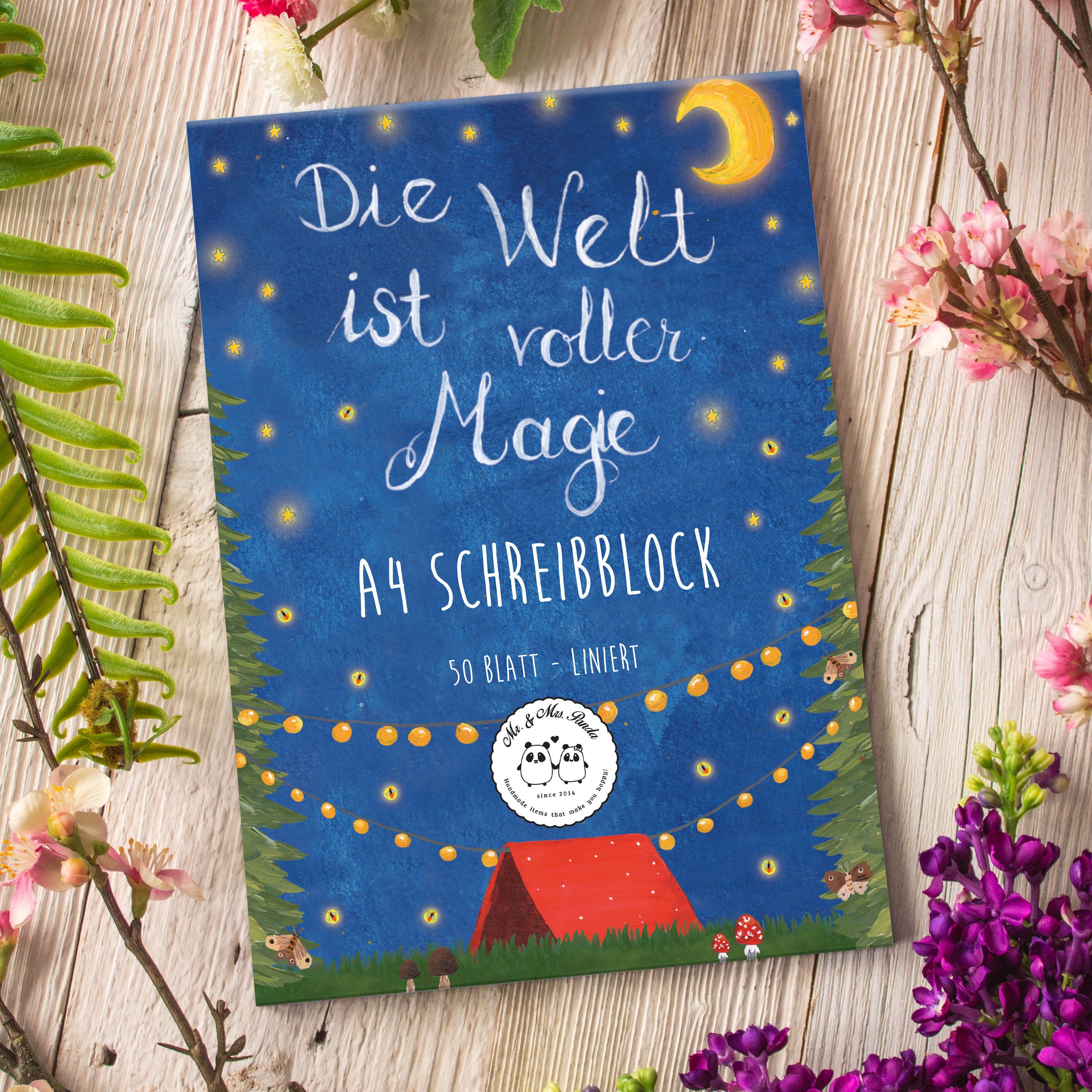 Mr. & Mrs. Panda Notizblock Die Welt ist voller Magie - Weiß - Geschenk, Papierblock, Motivpapier