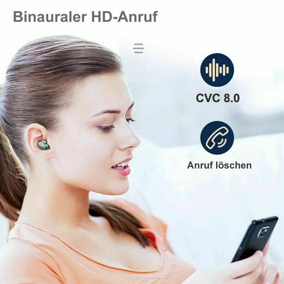 Bluetooth, TWS (Noise-Cancelling, 5.0 Wireless 7Magic True In-Ear-Kopfhörer, Wireless, Iphone) Siri, Voice für Assistant, Bluetooth-Kopfhörer Android Bluetooth M9,