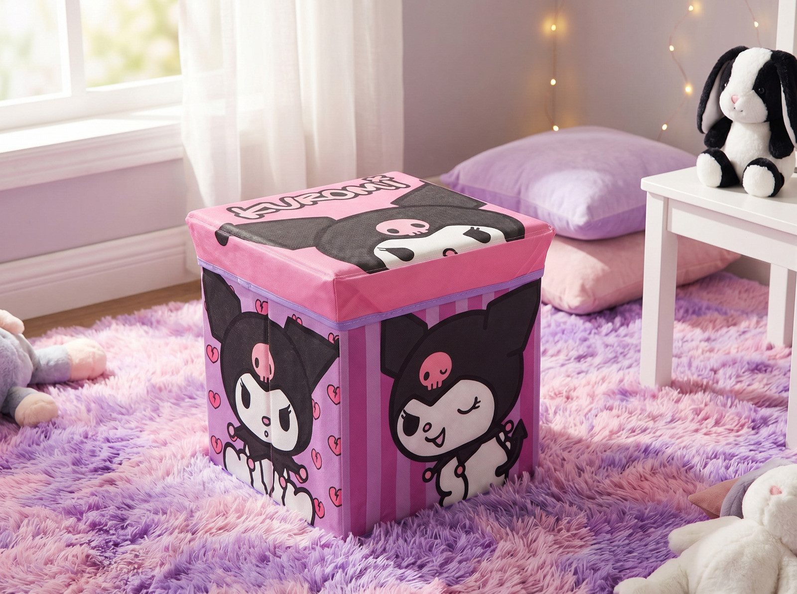 Hello Kitty Allzweckkiste Hello Kitty Kuromi Kinder Spielzeug Korb Spielzeugkorb Deckel 30x30x30