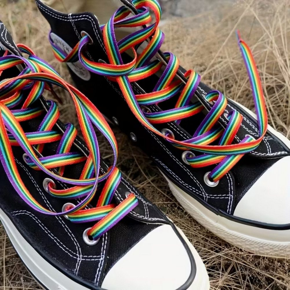 Ware aus aller Welt Schnürsenkel 2 Paar Regenbogen Schnürsenkel 120cm Lgbtq CSD Accessoires Pride