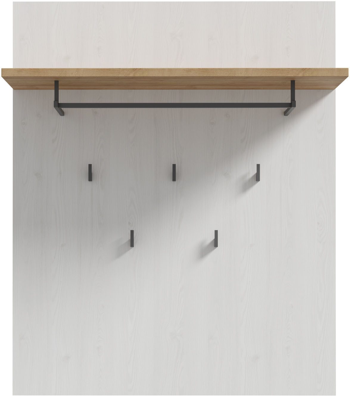 FORTE Garderobenpaneel Bohol Paneel 5 Haken, Kleiderstange, Ablageboden, B/H/T 86,5/1056/30 cm
