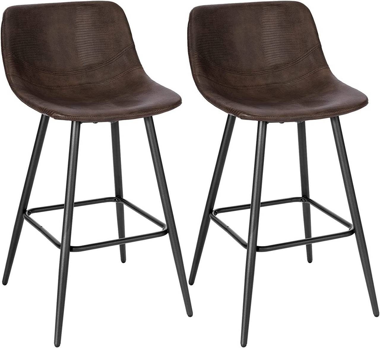Woltu Barhocker (Polsterstuhl mit Kunstlederbezug, Stuhl aus Metall, 2 St.,  ergonomischer Hocker im Bar), Barstuhl mit Rückenlehne, Vintage-Hocker mit  Sitzhöhe 63 cm, Schwarz