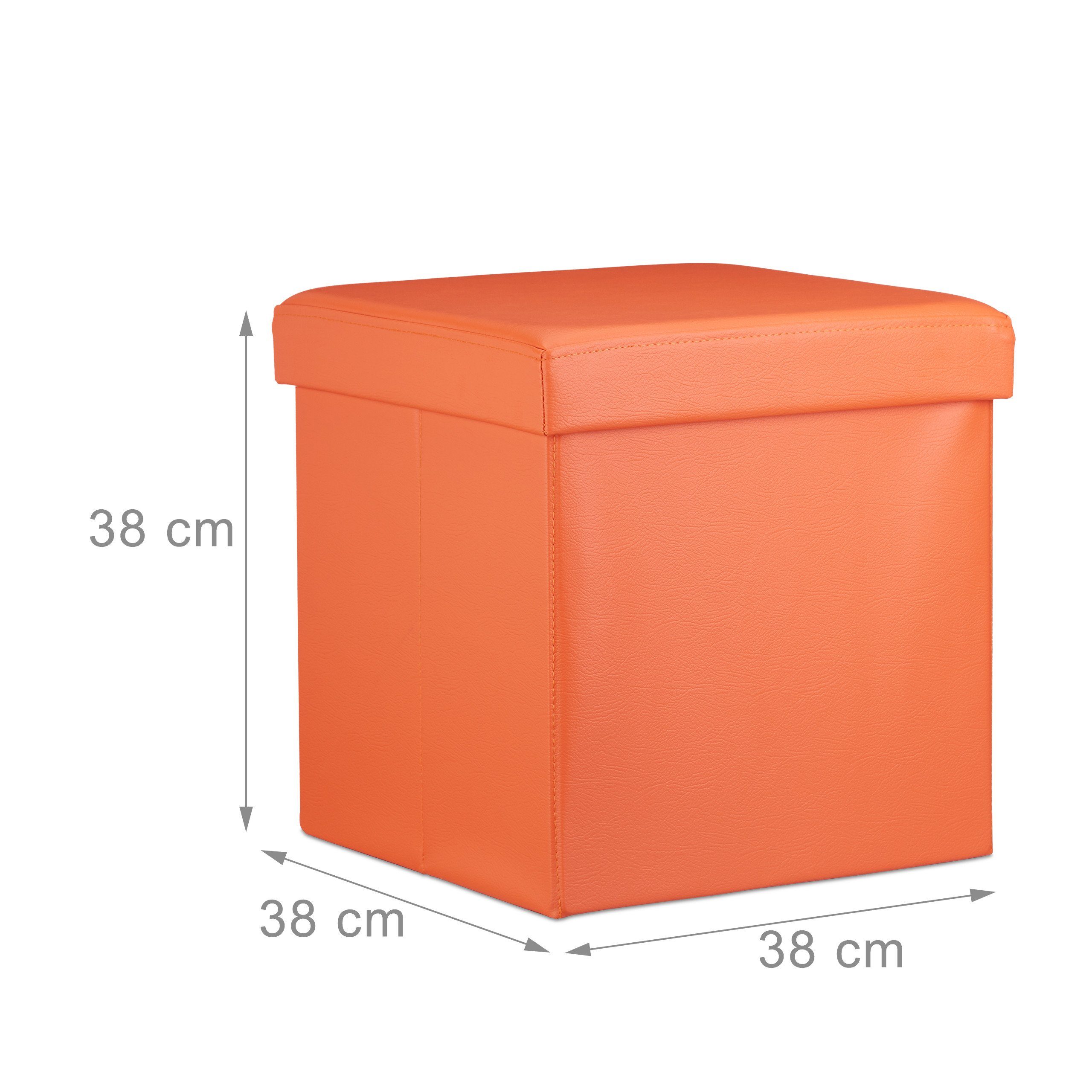 relaxdays Sitzhocker Faltbarer Sitzhocker Kunstleder, orange