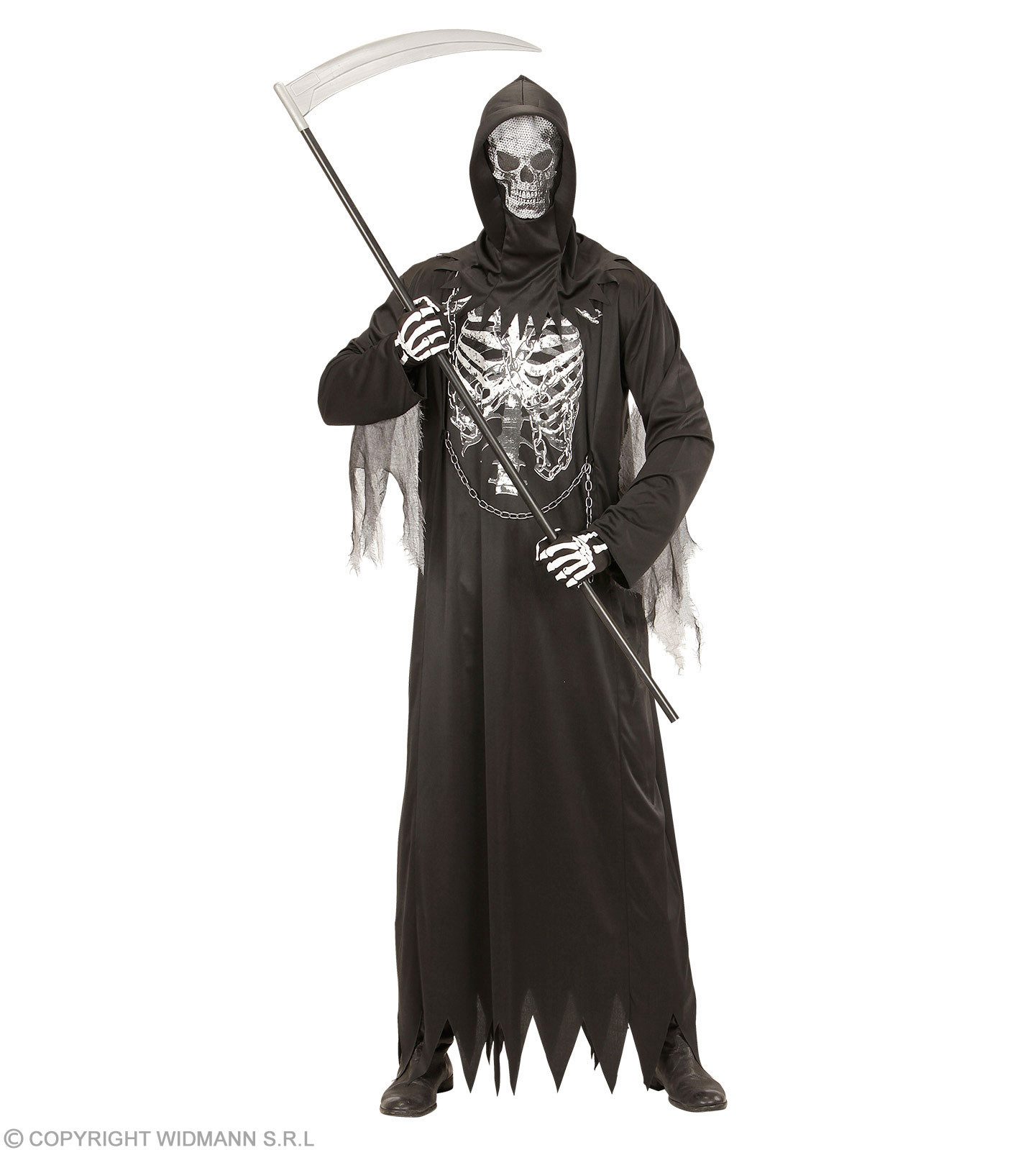 Widmann S.r.l. Vampir-Kostüm Sensenmann Kostüm 'Grim Reaper' mit Skelett Druck