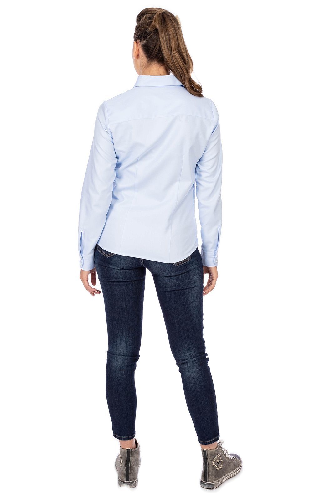 Bluse OS-Trachten Trachtenbluse mittelblau FRANKENTHAL