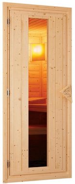 Karibu Sauna Menja, BxTxH: 196 x 196 x 200 cm, 38 mm, (Set) 9-kW-Bio-Ofen mit externer Steuerung