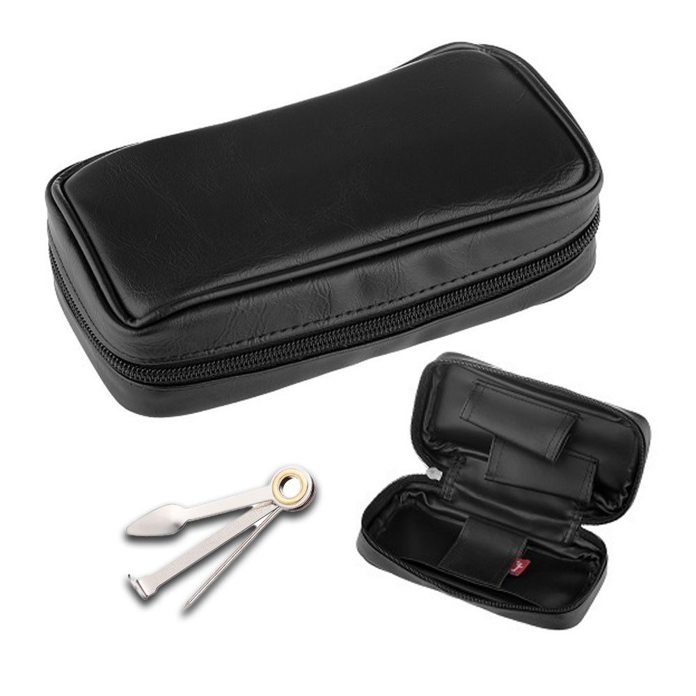 Coumo Tabakbeutel Pfeifentasche für 2 Pfeifen für Tabak Zubehör Set Pfeifenbeutel