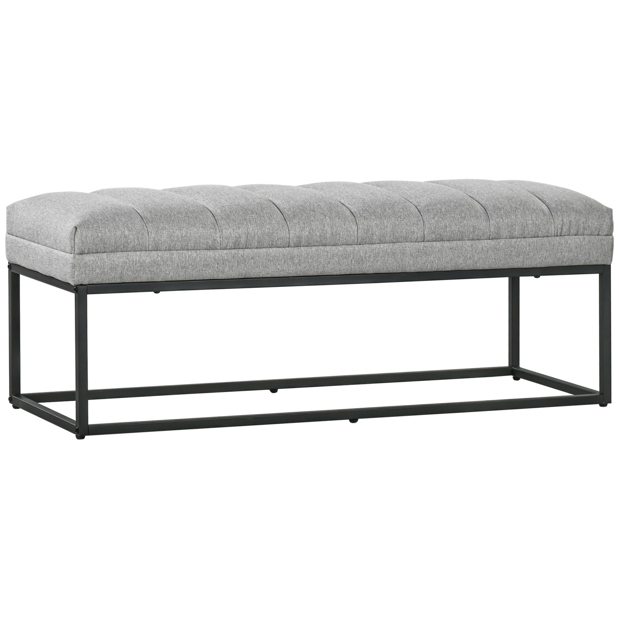 HOMCOM Polsterbank Sitzbank in Leinenoptik, Bettbank mit Stahlbeinen (Schlafzimmerbank, 1-St., Schminkbank), Stahl, Hellgrau, 120 x 44 x 45,5 cm. Reduzierter Preis € 81,99. Unverbindliche Preisempfehlung € 171,90
