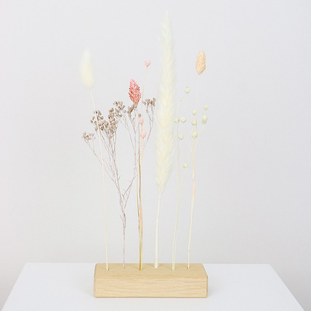 Trockenblume FlowerBar “FATA MORGANA”, Holzleiste mit Trockenblumen, Eiche