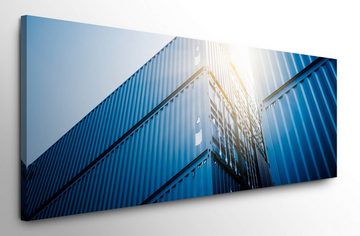 möbel-direkt.de Leinwandbild Bilder XXL Blaue Container Wandbild auf Leinwand