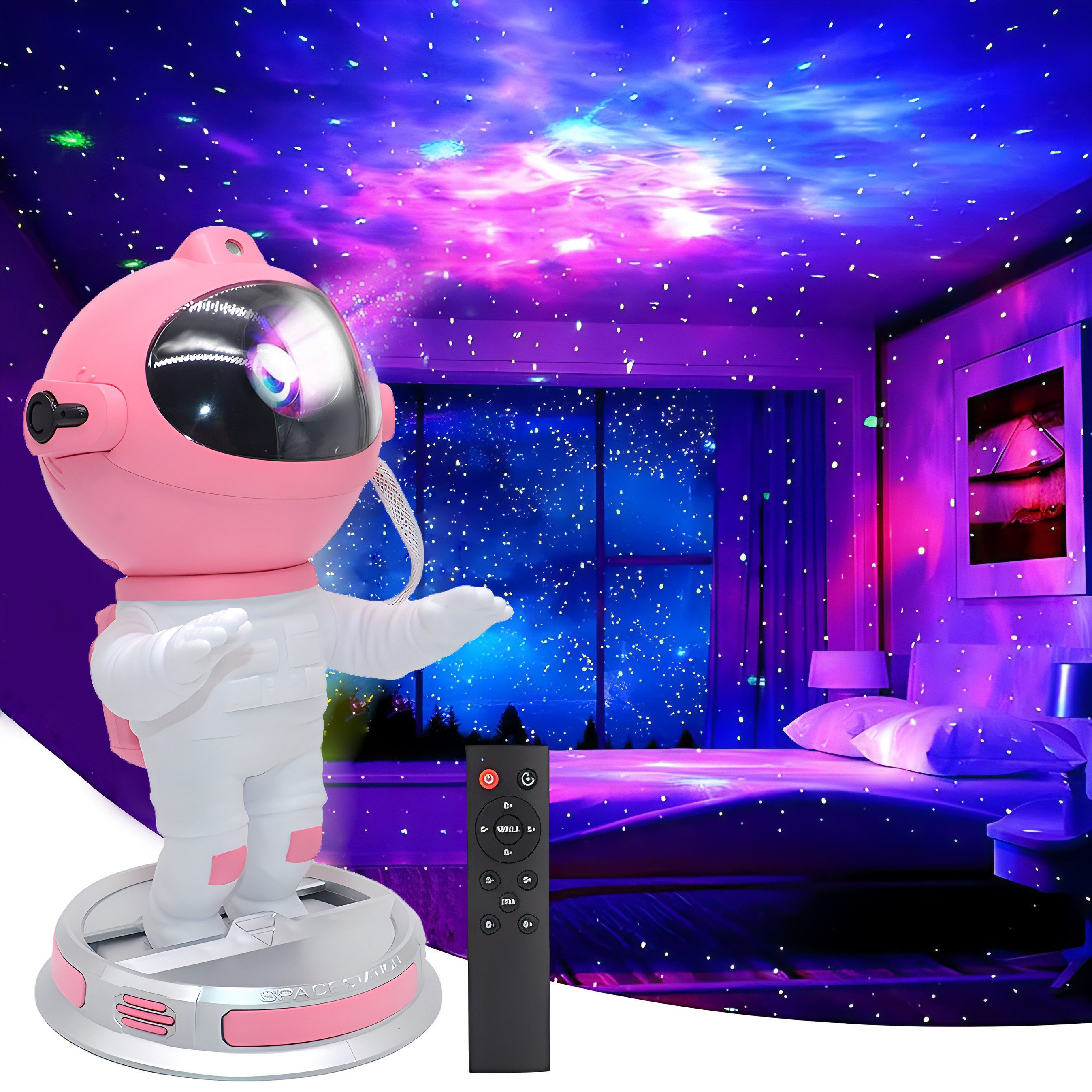 SERBASIC LED-Sternenhimmel LED Sternenhimmel Projektor,Astronaut, Galaxy Nebula Nachtlicht,Timer, projektor sternenhimmel, 360° drehbarem Kopf, Galaxy Nebula Projektor mit Fernbedienung