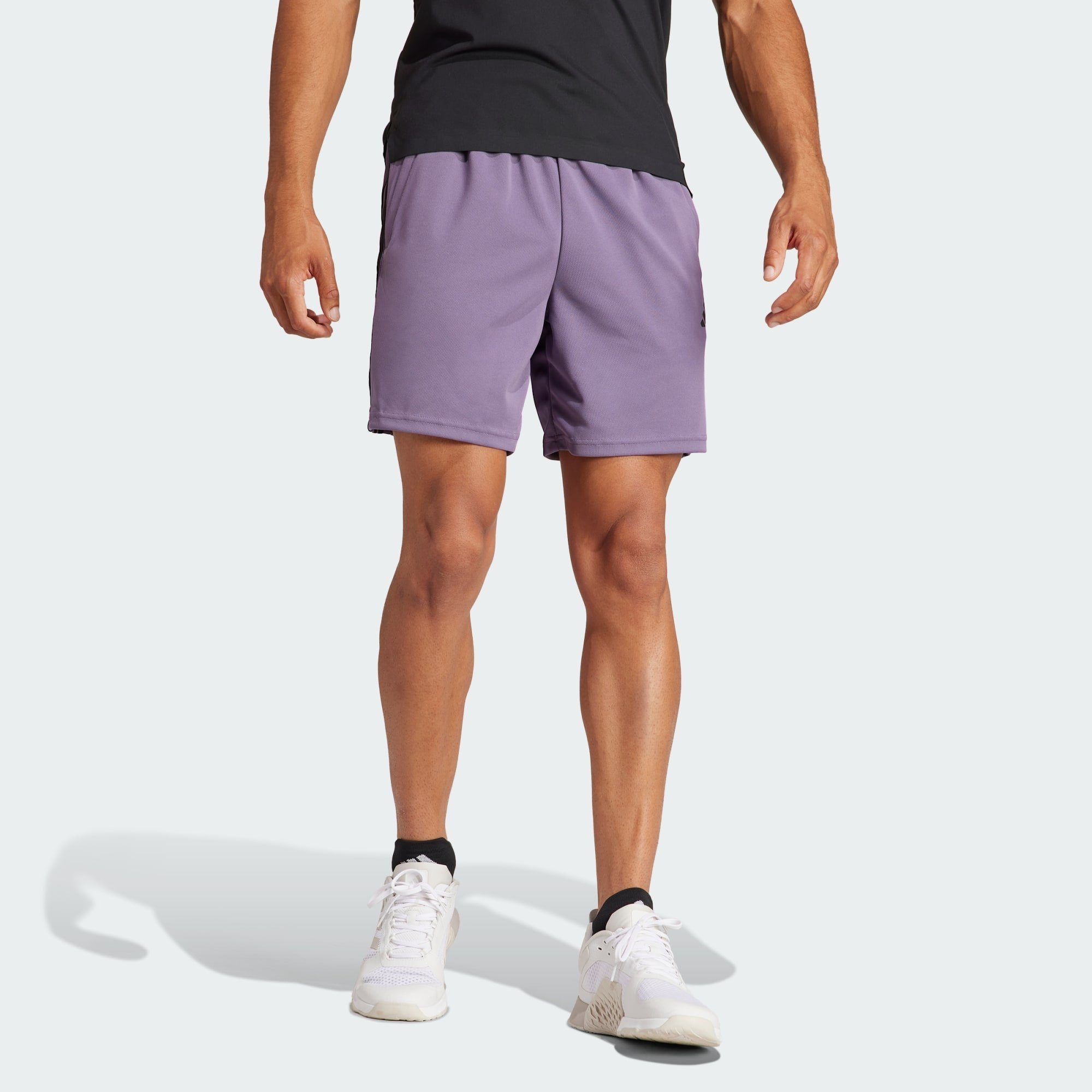 adidas Performance Funktionsshorts TRAIN ESSENTIALS PIQUÉ 3-STREIFEN TRAININGSSHORTS Shadow Violet / Olive Strata / Black