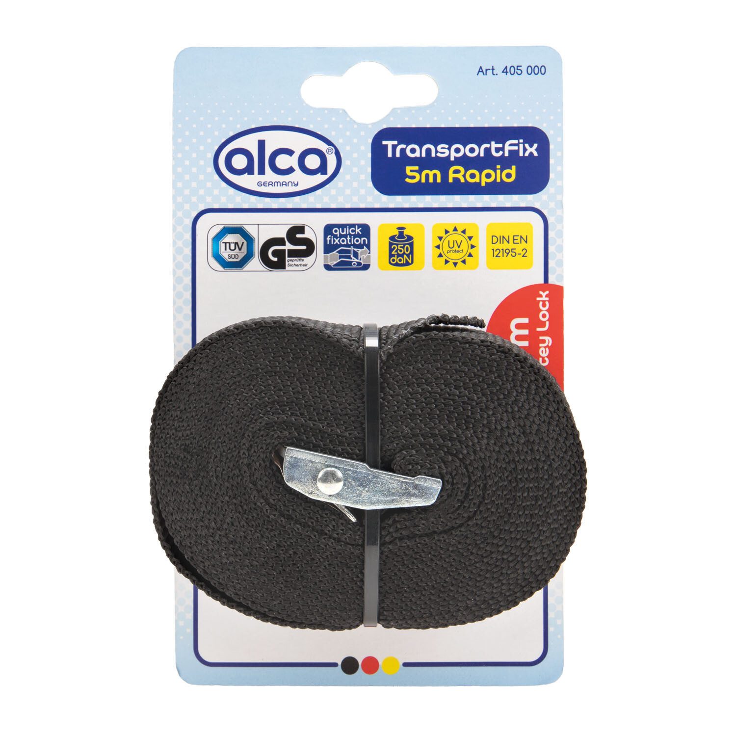 alca Gepäckgurt Spanngurt 1 x 5 m mit Klemmschloss 250 daN schwarz verstellbar, (1-tlg)