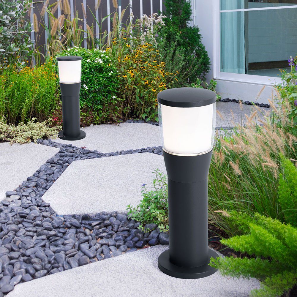 LED AußenStehlampe, 2er Set LED Außen Steh Lampe ALU Garten