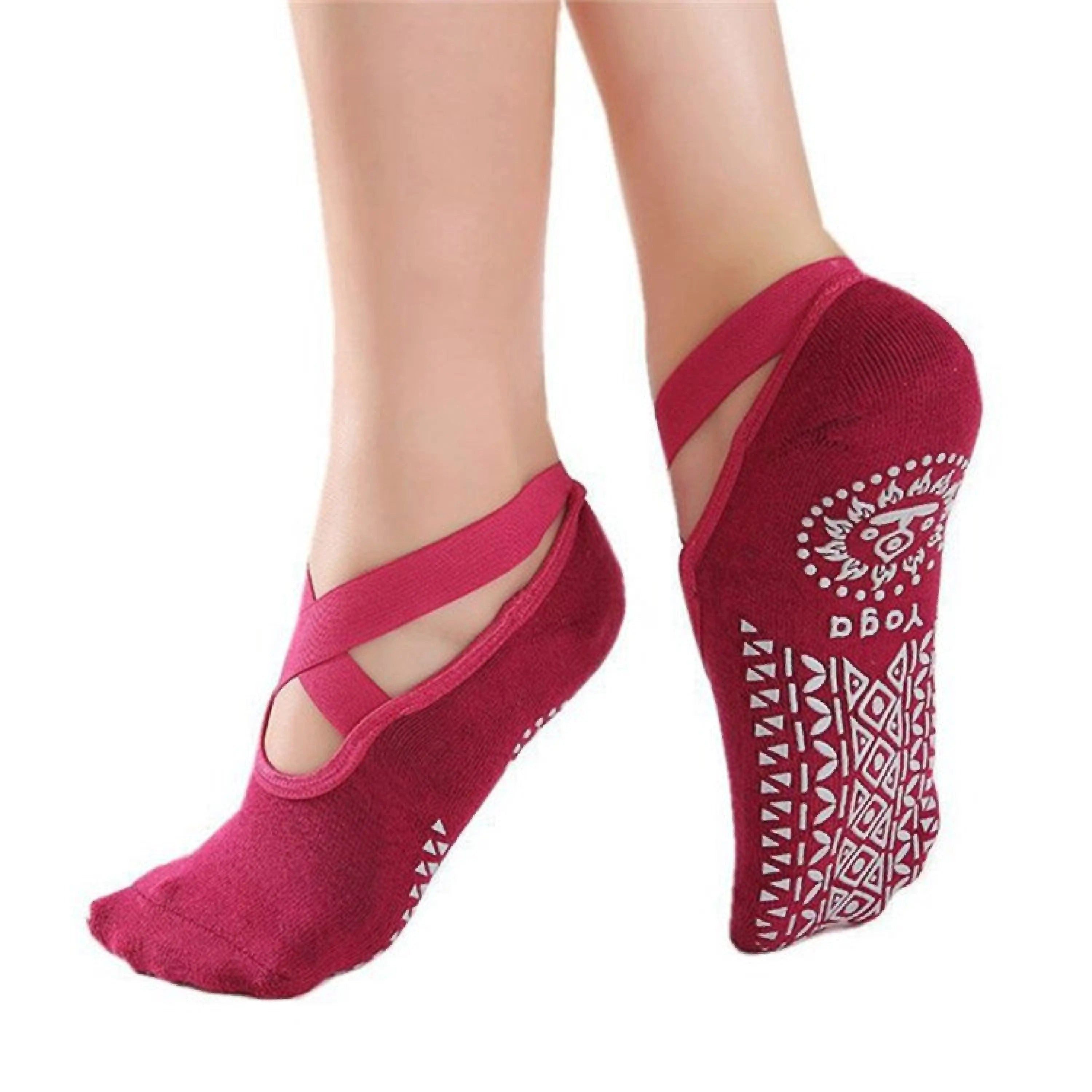 Sport-Knight® Sportsocken Yoga-Socken Damen 35–39 – rutschfest, atmungsaktiv, Criss Cross