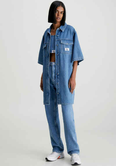 Calvin Klein Jeans Jeanskleid (Set, 2-tlg., mit Bindegürtel) mit Bindegürtel und Hemdkragen
