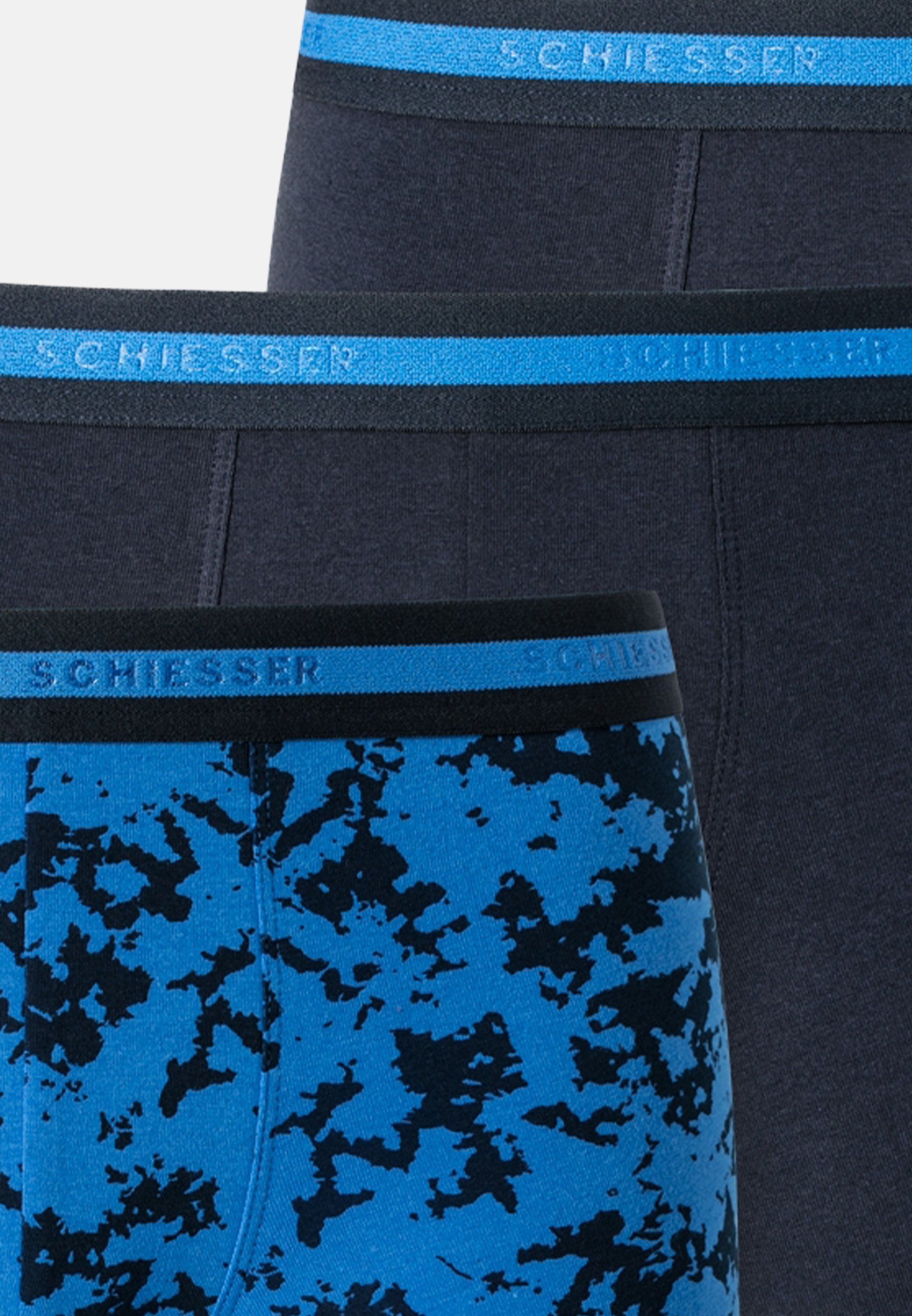 Schiesser 95/5 908 / / Dunkelblau Pack Retro Retro Short Pant Boxer Blau - (Spar-Set, Baumwolle Organic - 3er - 3-St) Cotton