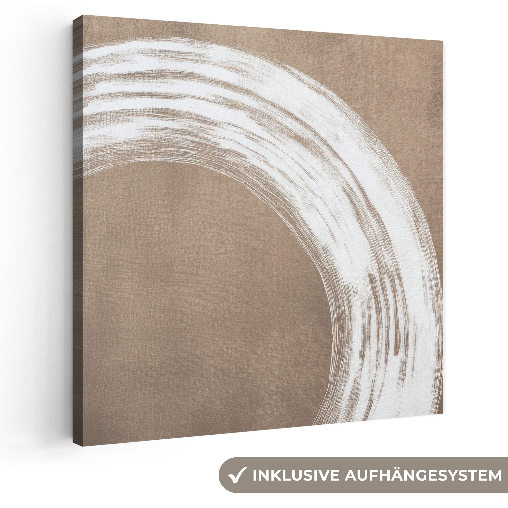 OneMillionCanvasses® Leinwandbild Farbe - Braun - Japandi, Fotodruck (1 St), Wandbild, Deko Schlafzimmer Wohnzimmer Flur 20x20 cm
