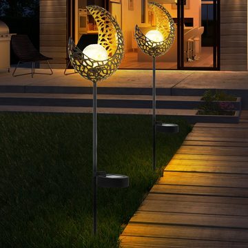etc-shop LED Solarleuchte, LED-Leuchtmittel fest verbaut, 2x LED Solar Steck Erdspieß Lampe Park Deko Strahler Hof Leuchte