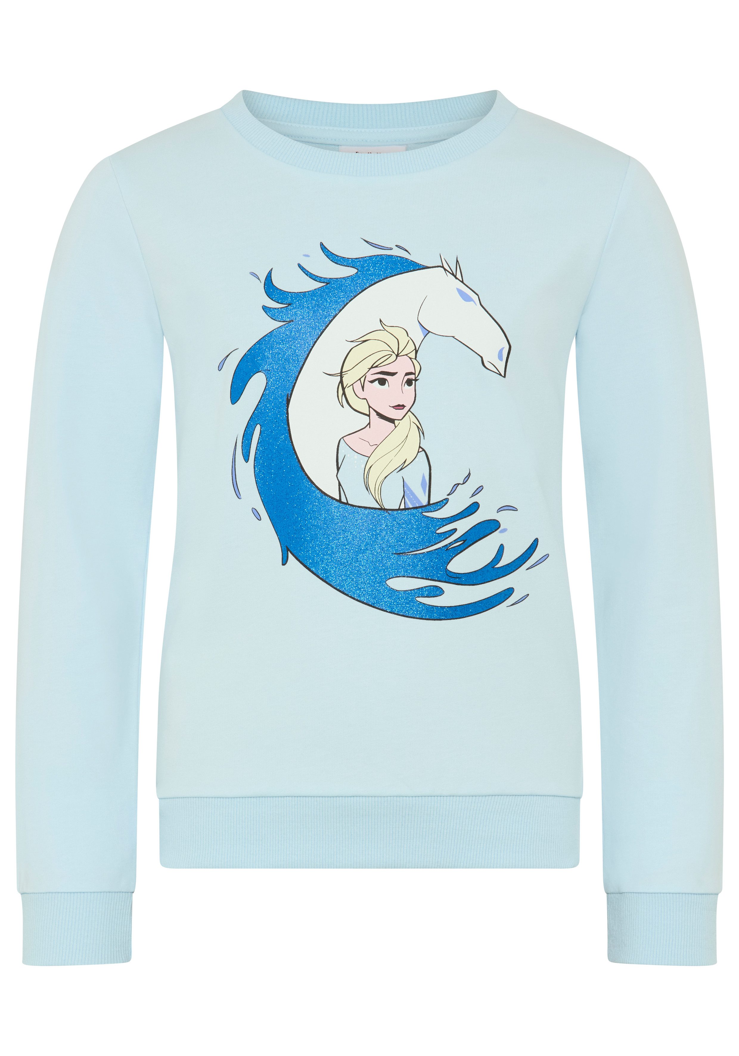 KIDSWORLD Sweatshirt FROZEN Glitzerdruck Sweatshirt, Disney Disney-Shirt mit Rundhalsausschnitt, Langarm, hüftlange Basic-Passform – Bild 5 von 5