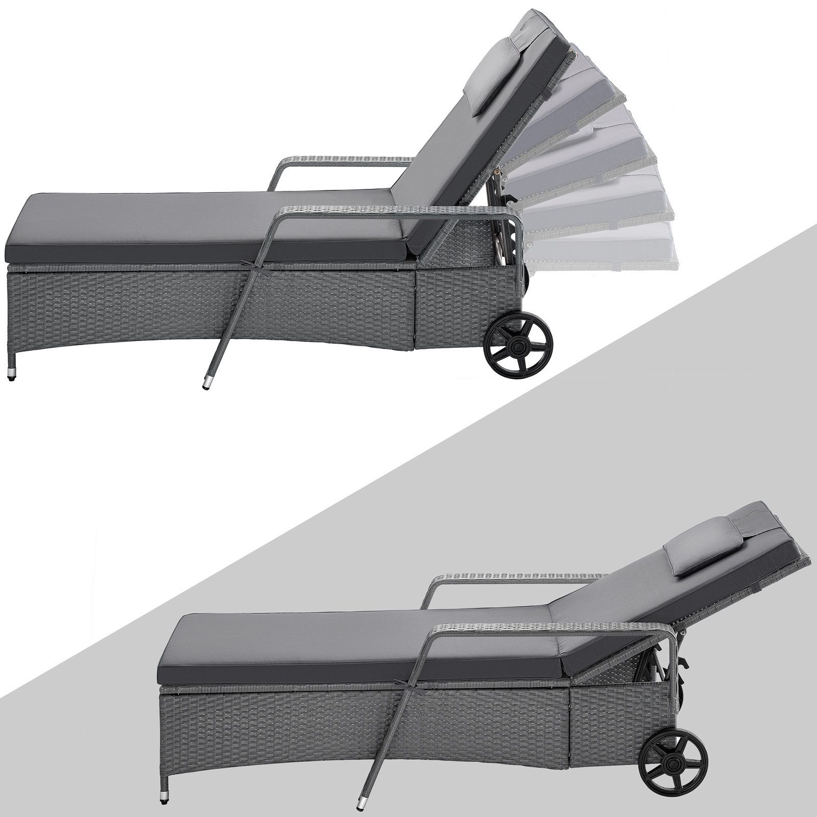 Casaria Gartenliege, 2x Sonnenliege 165kg Belastbar günstig online kaufen