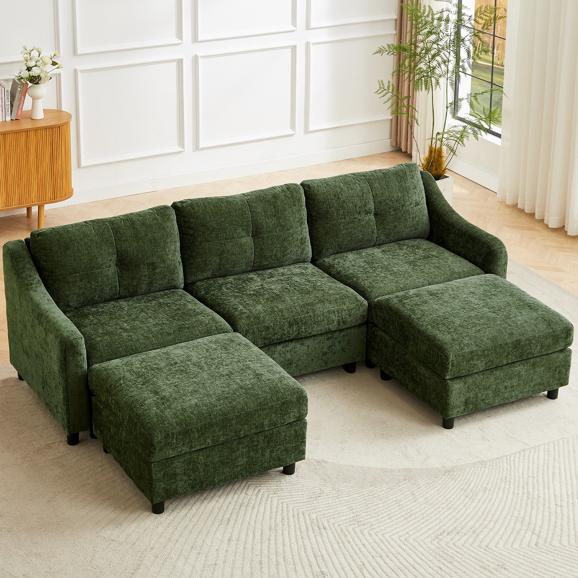 Jiexi Wohnlandschaft L oder U Form Couch,Chenille-Stoff,2/3/4-Sitzer, 251/328 cm
