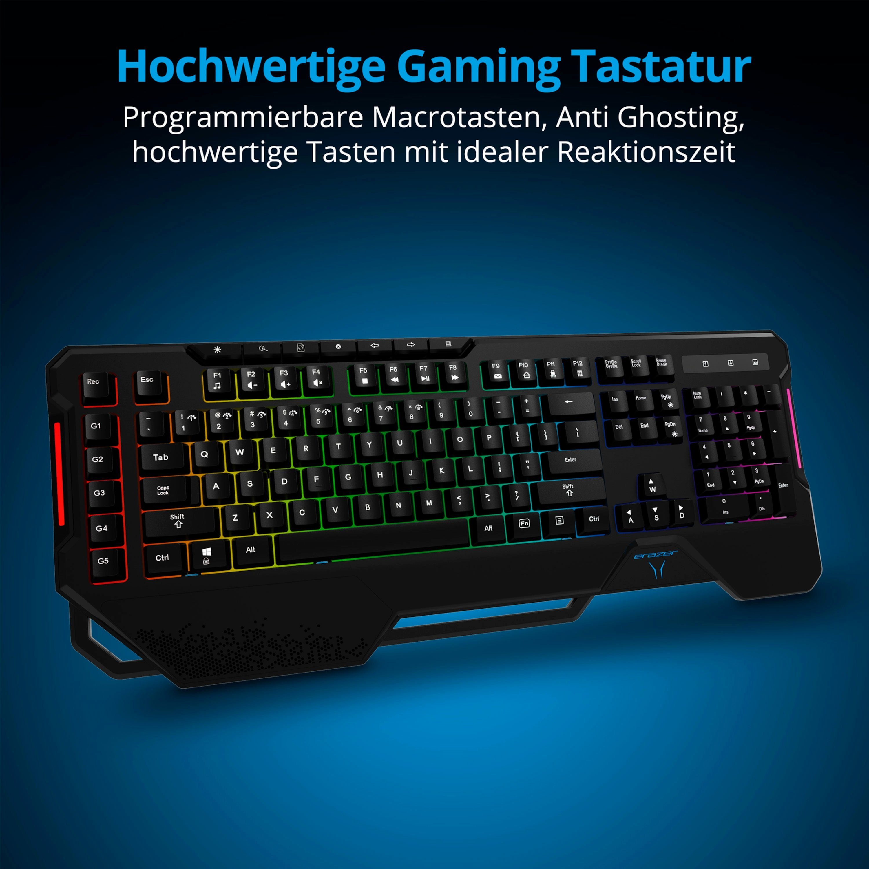 Maus, (Tastatur, P81016 Gaming ERAZER® und 1 Mauspad-Set, Medion® Headset), St., Maus- Tastatur-, MD88087 MD88087 (Packung, Bundle