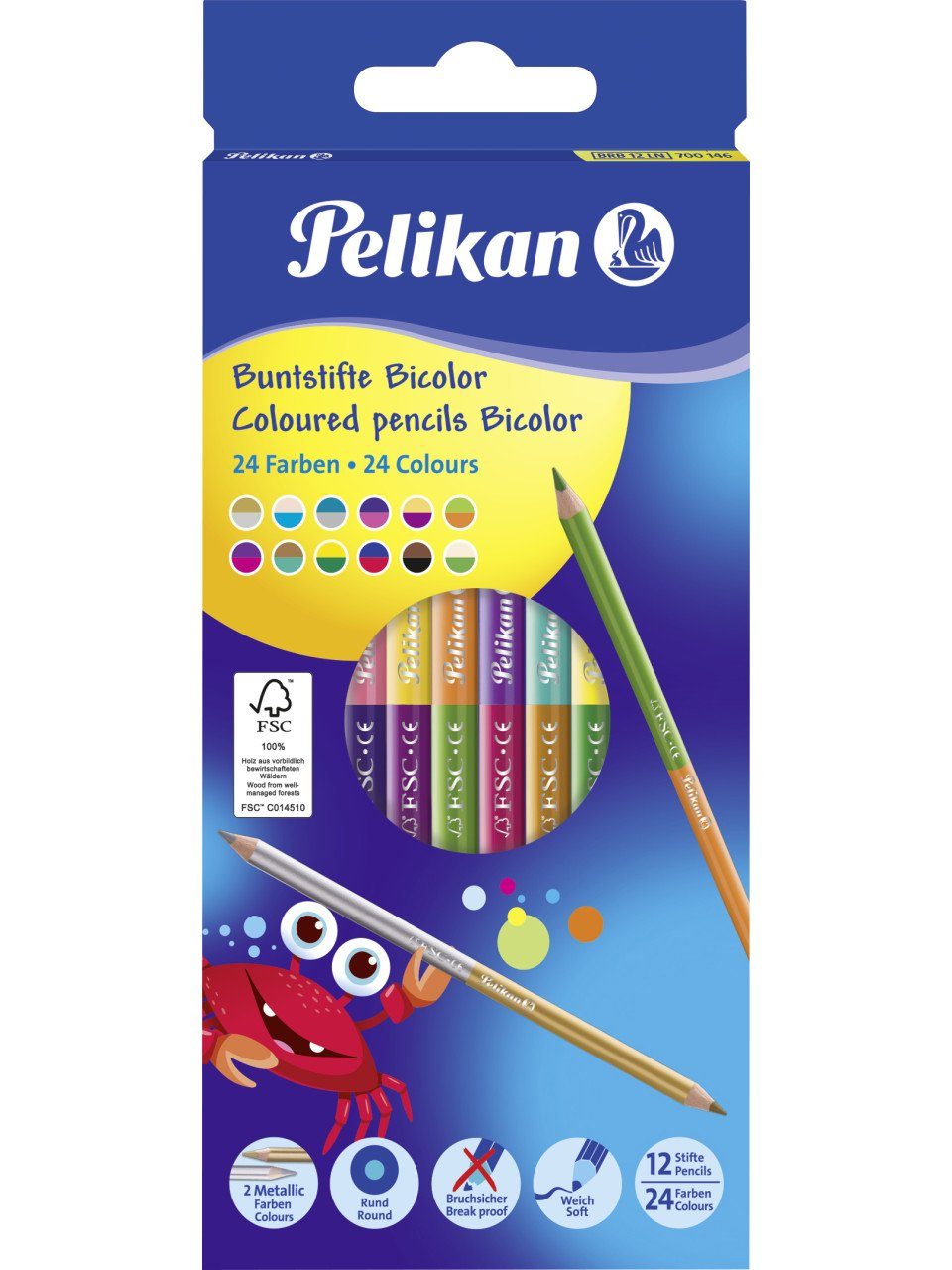 Pelikan Buntstift Pelikan Buntstifte Bicolor 12er rund dünn BRB12LN