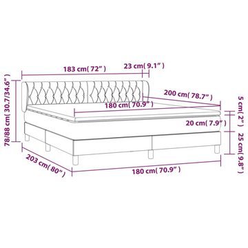 vidaXL Bettgestell Boxspringbett mit Matratze Creme 180x200 cm Stoff Bett Bettgestell