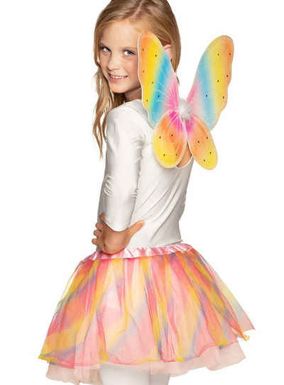 Boland Kostüm Regenbogen Schmetterling, Regenbogenbuntes Set aus Flügeln und Tutu