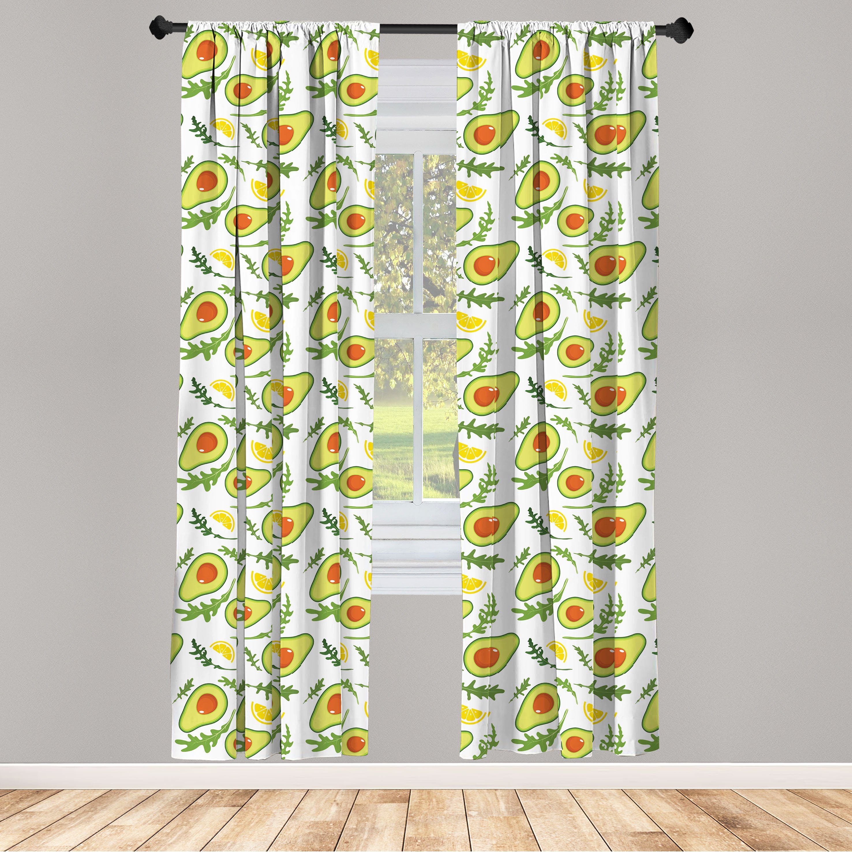 Gardine Vorhang für Wohnzimmer Schlafzimmer Dekor, Abakuhaus, Microfaser, Früchte Geschnittene Avocados und Zitronen | Fertiggardinen