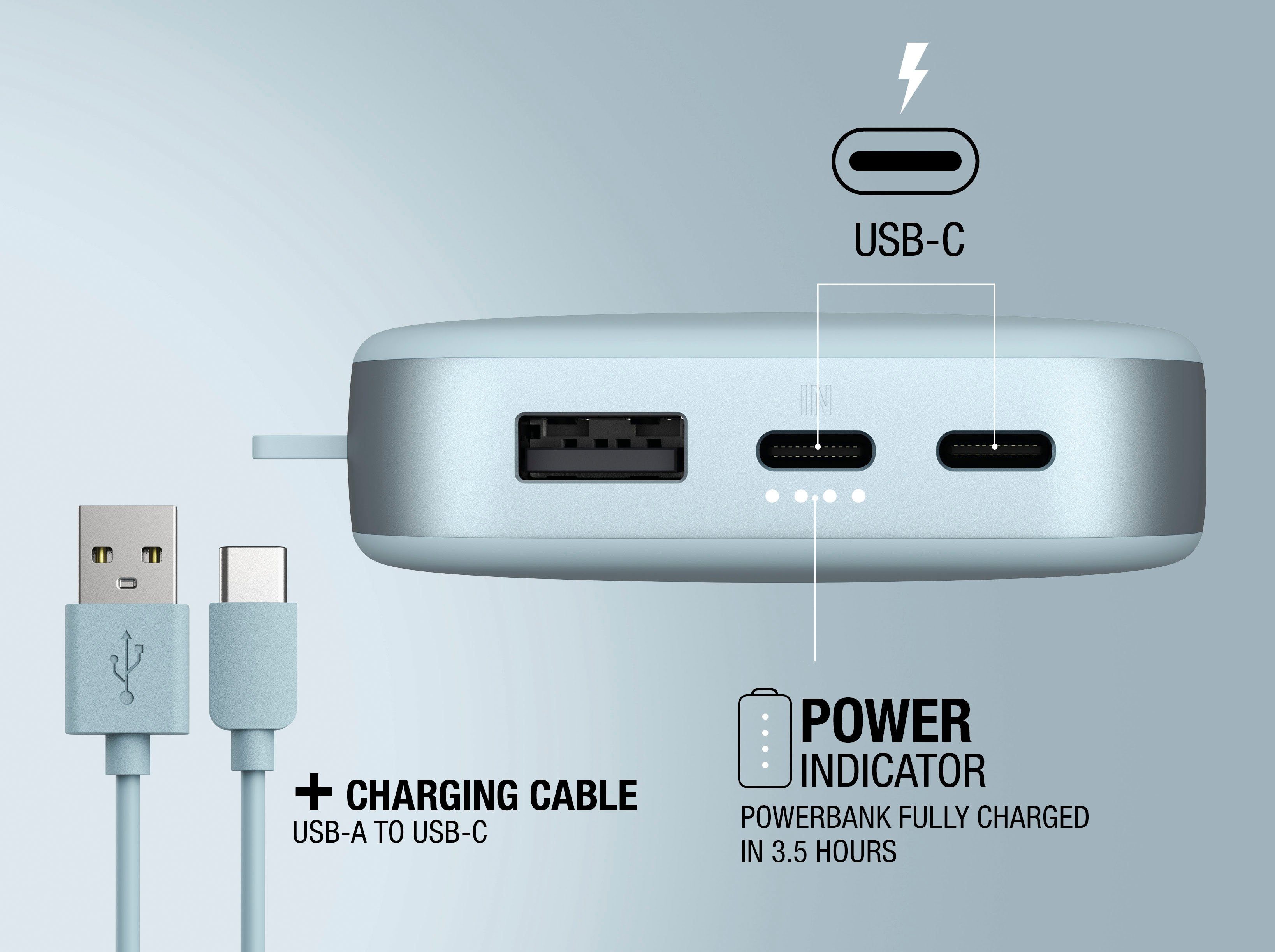 Fresh´n Rebel USB-C, Power PD 20W hellblau Charge mit Ultra & Fast Powerbank Pack 18000mAh