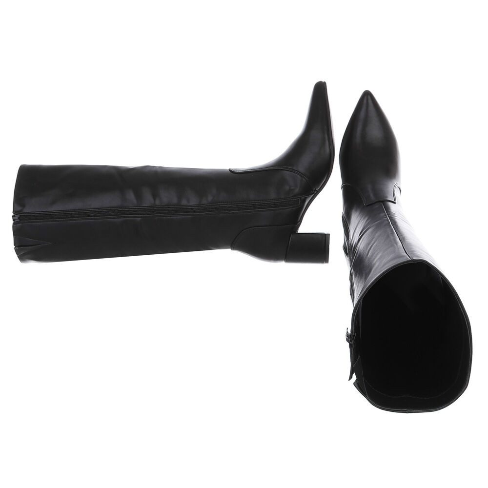 Ital-Design Damen Kniehohe Stiefel mit Blockabsatz, elegant Stiefel (92002436) Blockabsatz Stiefel in Schwarz