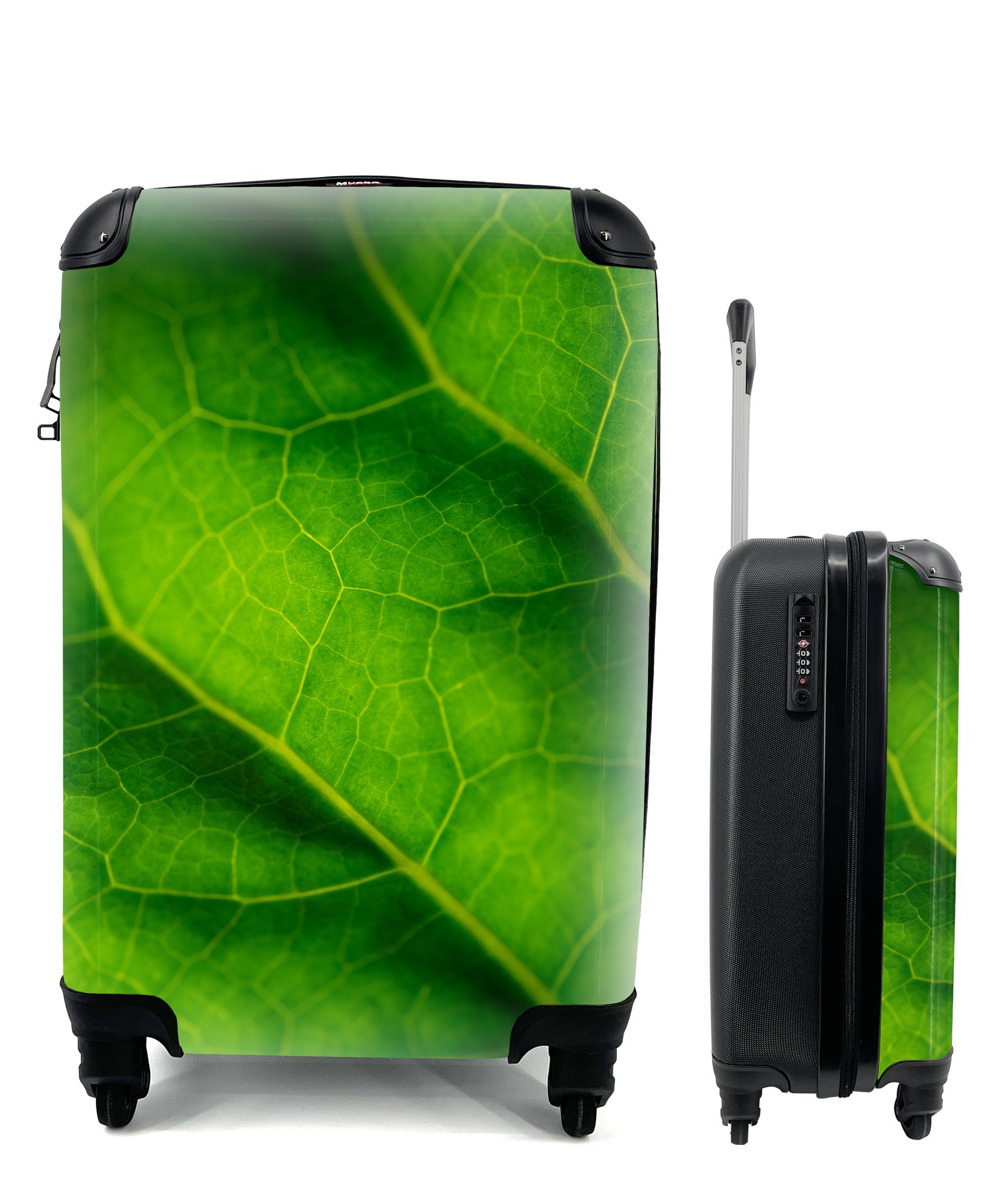 MuchoWow Handgepäckkoffer Grüne Farben eines botanischen Blattes, 4 Rollen, Reisetasche mit rollen, Handgepäck für Ferien, Trolley, Reisekoffer