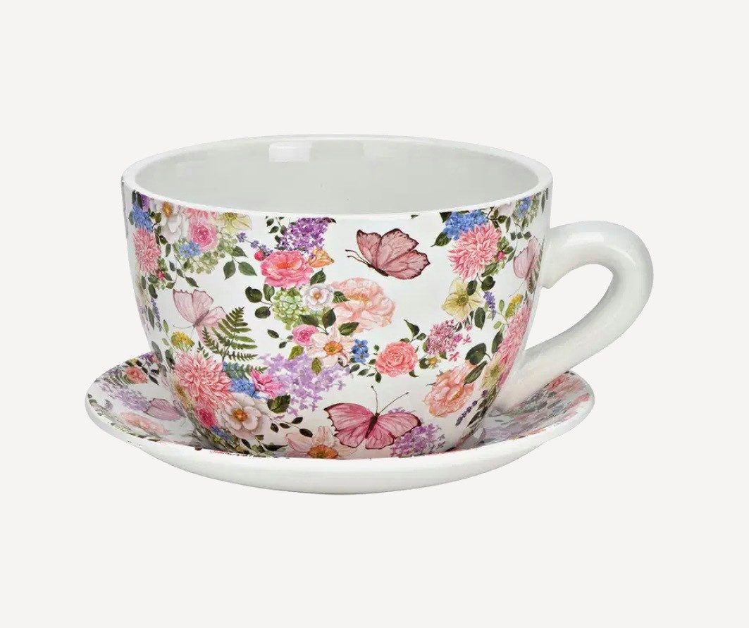 Seyila Home Pflanzkübel Pflanztasse aus Keramik mit Unterteller,Blumentopf