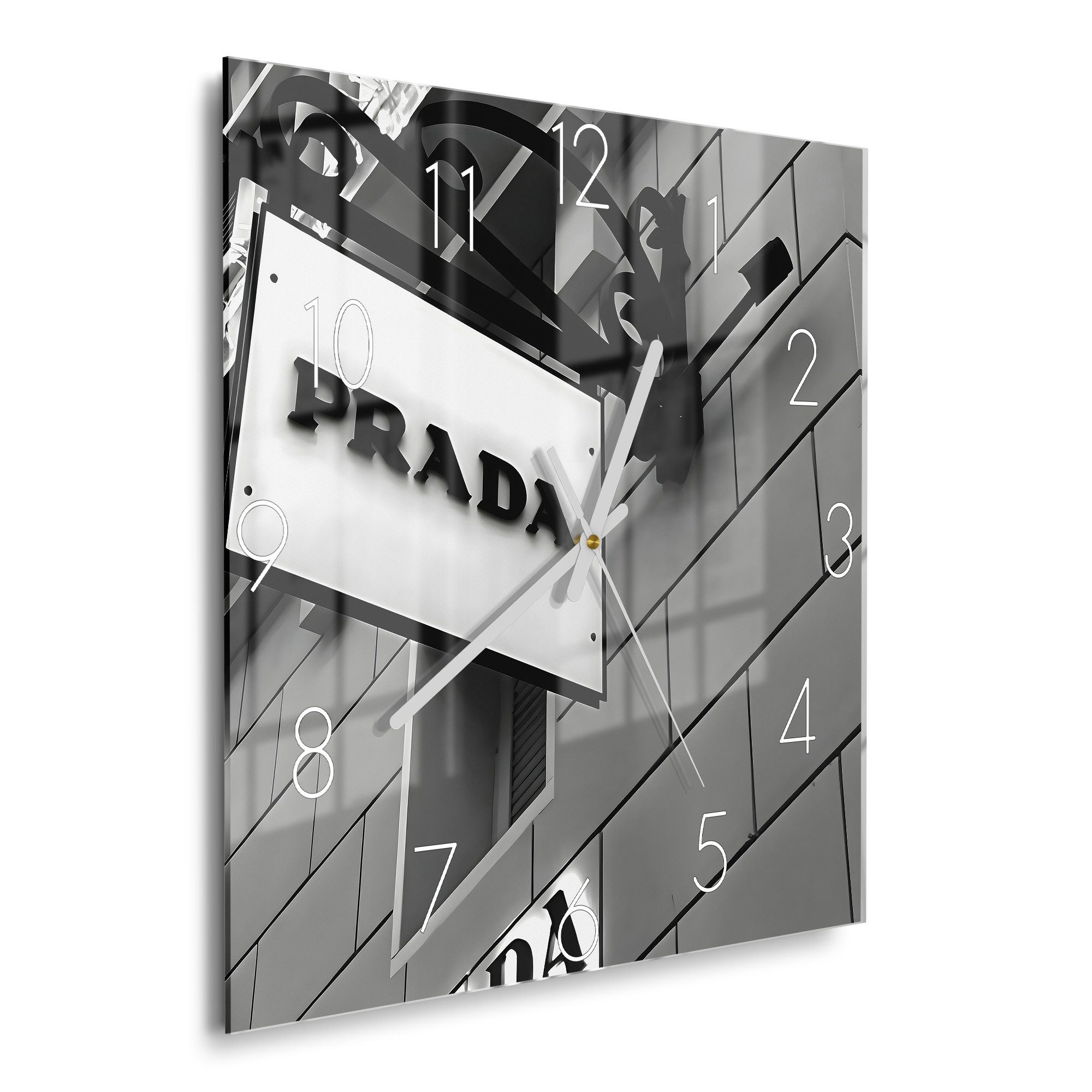 DEQOART Wanduhr 'Prada Monochrome' (Glas Glasuhr günstig online kaufen