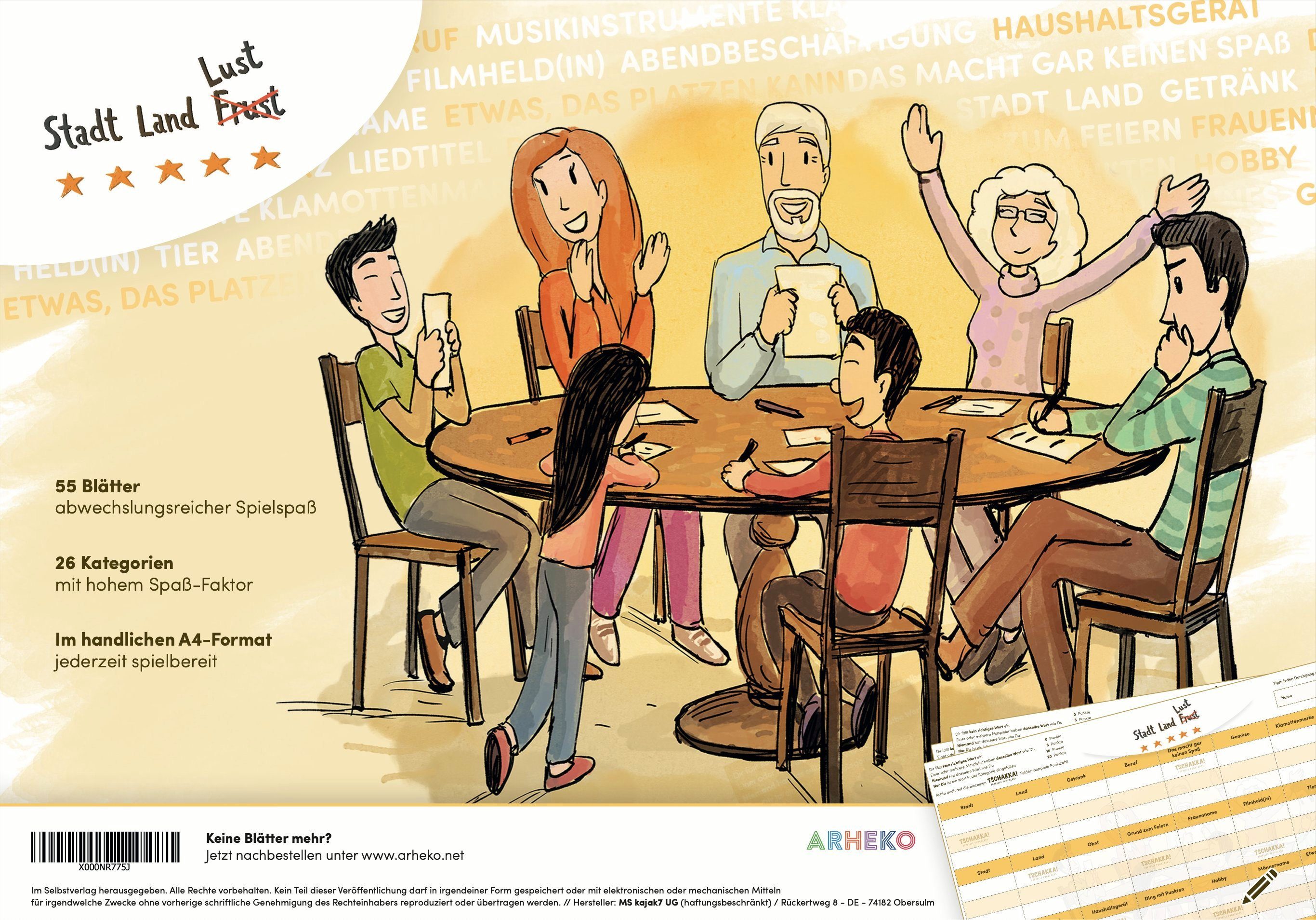 arheko Игрыsammlung Stadt,Land,Fluss-Spiel: Schule, Büro, Eltern-Sein, Fußball + klassisch, Gesellschaftsspiel