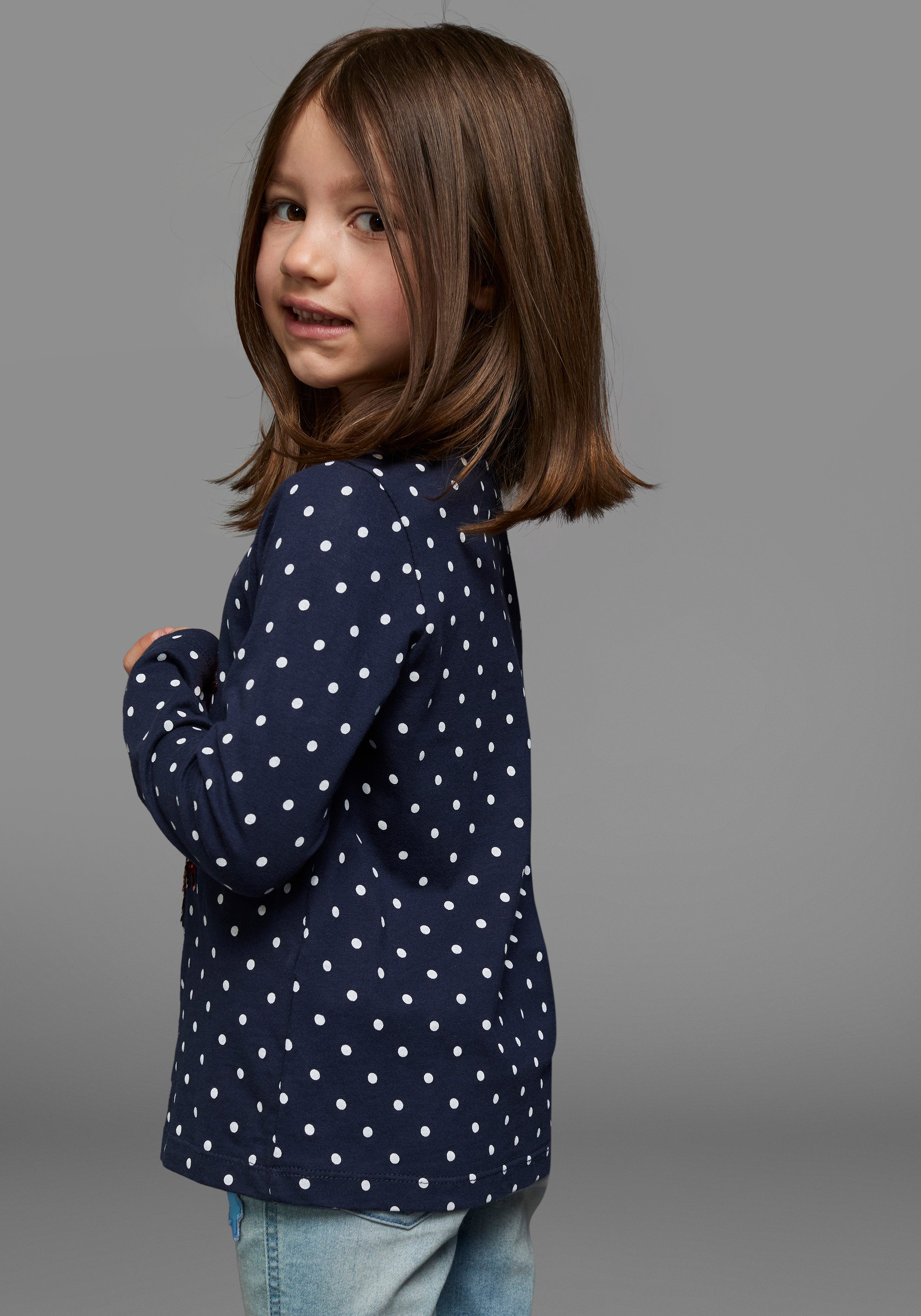 KIDSWORLD Langarmshirt für kleine Mädchen Langarm, Basic-Passform, bedruckt, Rundhalsausschnitt