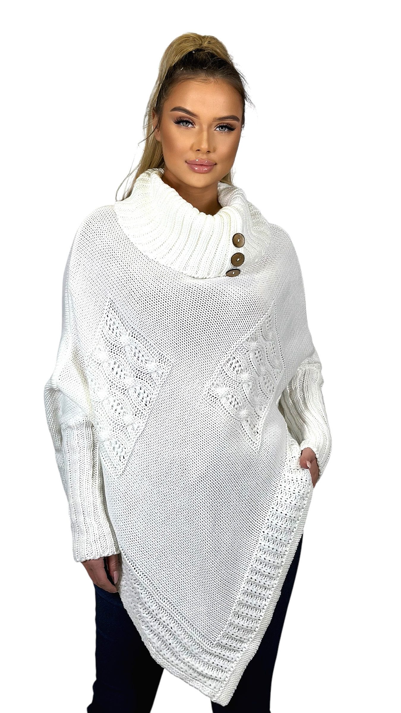 Mississhop Strickponcho Poncho Strick Sweatshirt Pullover günstig online kaufen