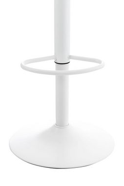 TPFLiving Barhocker Almeria mit bequemer Rückenlehne und angenehmer Fußstütze (Set, 2 St., Barstuhl Hocker für Theke & Küche - höhenverstellbar und drehbar), Gestell Metall weiß - Sitzfläche: Kunststoff Weiß