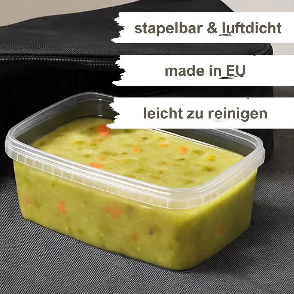 mikken Frischhaltedose Lebensmittelbox 1200 ml – Frischhaltedose & Deckel, (Spar-Set, 10-tlg., Vorratsset), Hitzebeständig bis 100 °C, geeignet für Schockfrostung, luftdicht