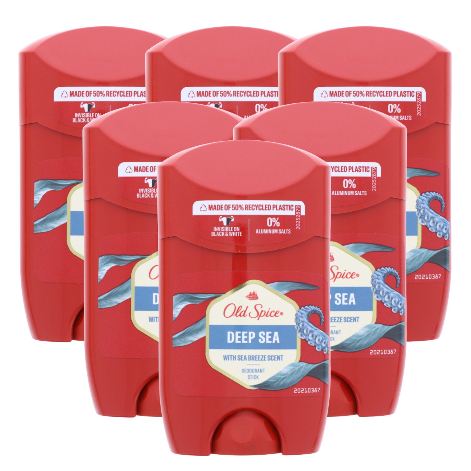 Old Spice Deo-Roller 6 x Old Spice Deep Sea Deostick für Männer je 50ml Frischer Duft 48H S