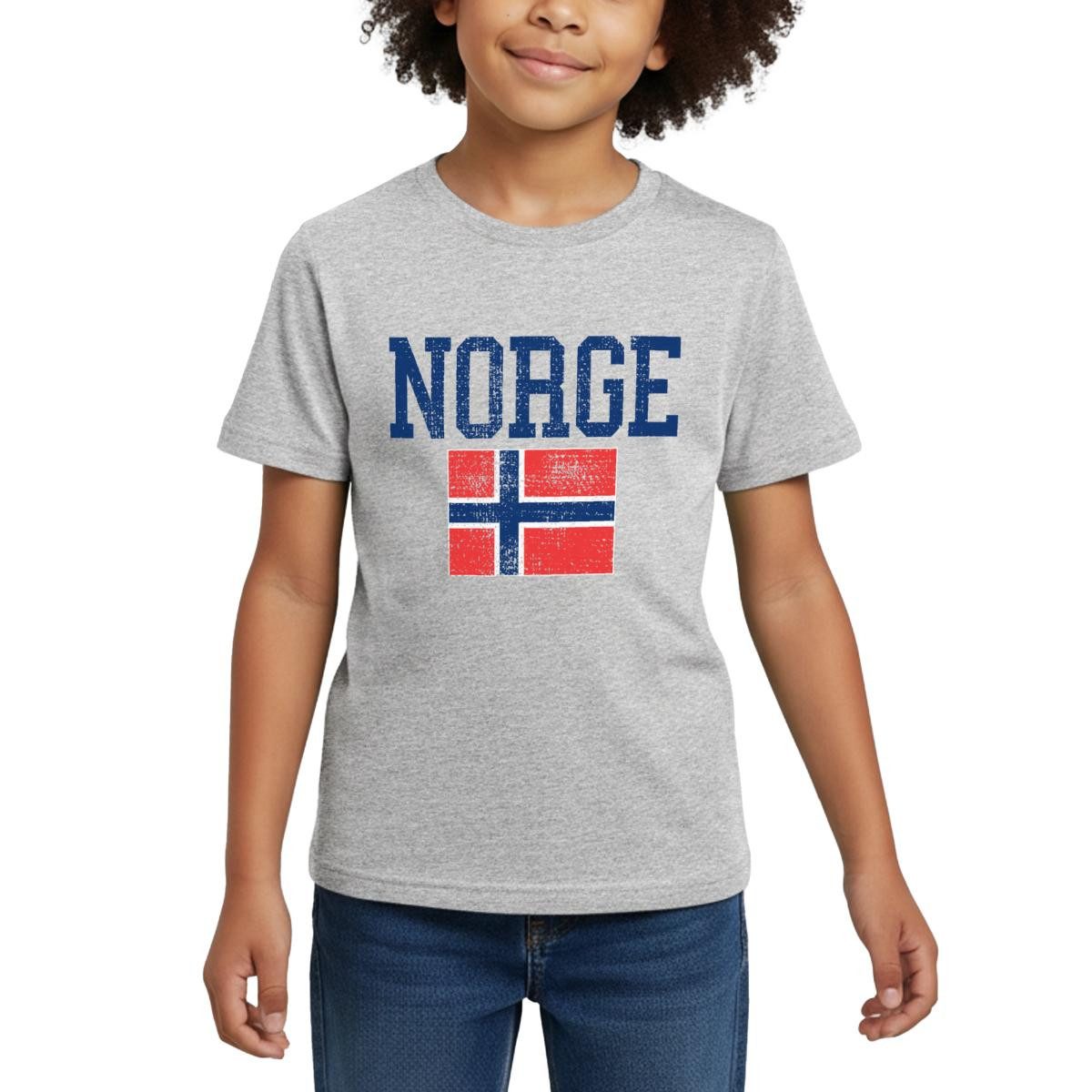 T-Shirt Norwegen Norge Flagge Fußball Retro Kinder T-Shirt