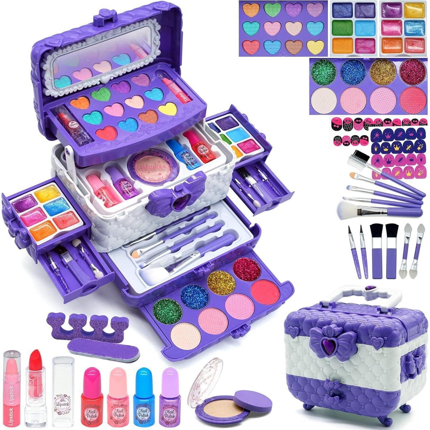 EVACOK Gesichtspflege-Set Kinderschminke Set Mädchen Make Up Schminkkoffer Spielzeug - Geschenk