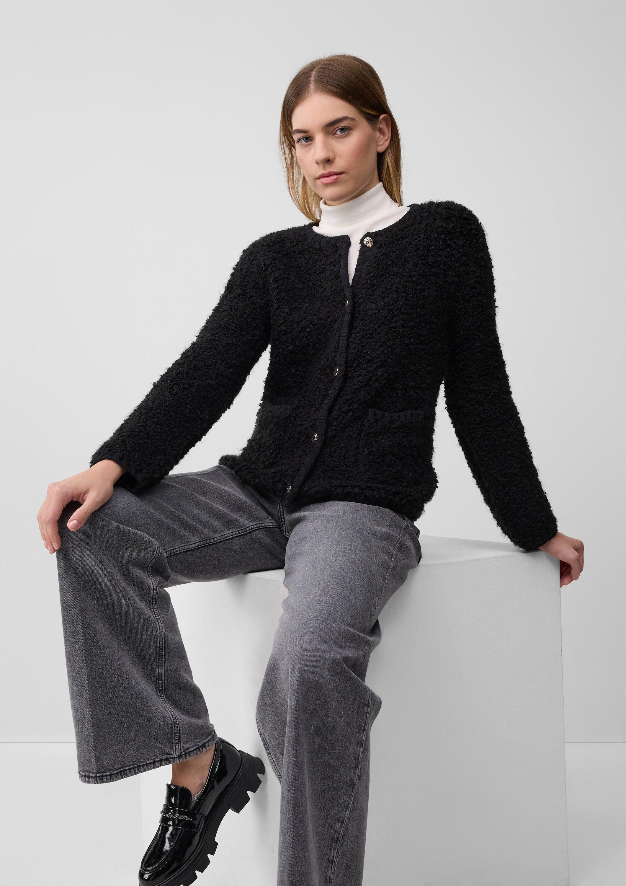 s.Oliver Cardigan Strickjacke Bouclé-Strickjacke aus Alpaka-Wollmix günstig online kaufen